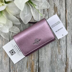 Women’s Coach Metallic Pink Micro Wallet Bag Purse